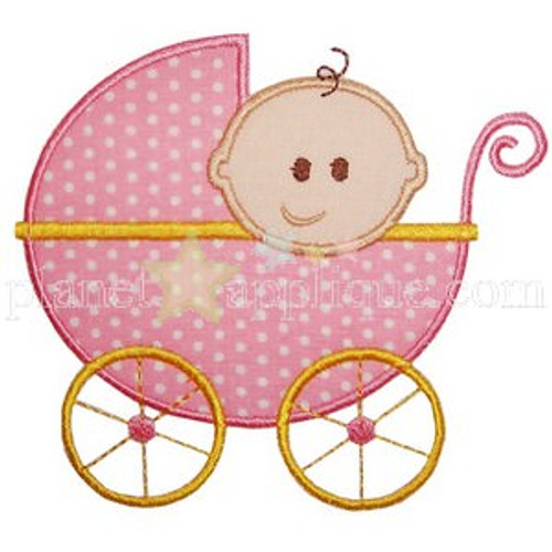 Baby Carriage Applique Machine Embroidery Design