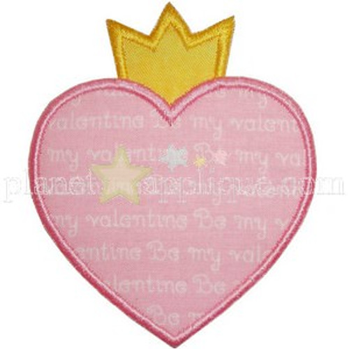 Princess Heart Applique Machine Embroidery Design