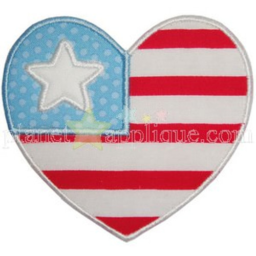 Heart Flag Applique Machine Embroidery Design