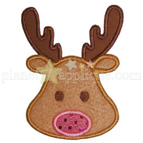 Reindeer Face Applique Machine Embroidery Design