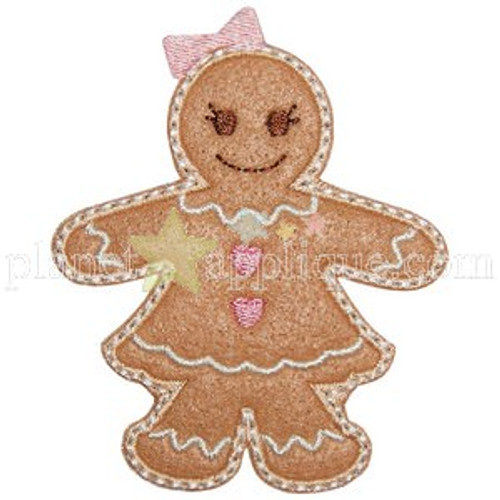 Gingerbread Girl Applique Machine Embroidery Design