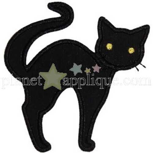 Black Cat Applique Machine Embroidery Design