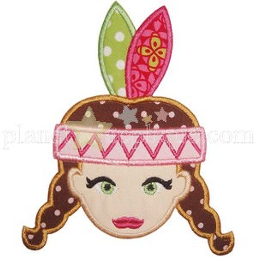 Indian Girl Applique Machine Embroidery Design
