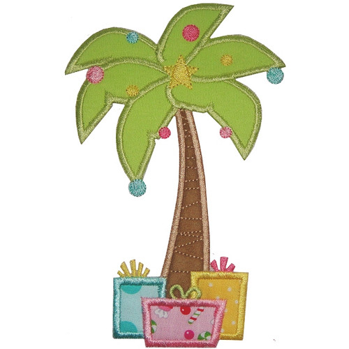 Christmas Palm Tree Applique Machine Embroidery Design