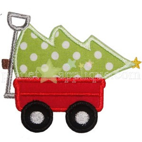 Christmas Tree Wagon Applique Machine Embroidery Design