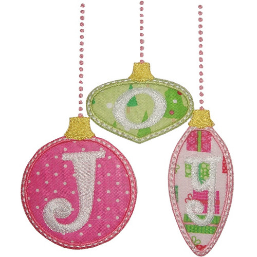 Joy Ornaments Applique Machine Embroidery Design