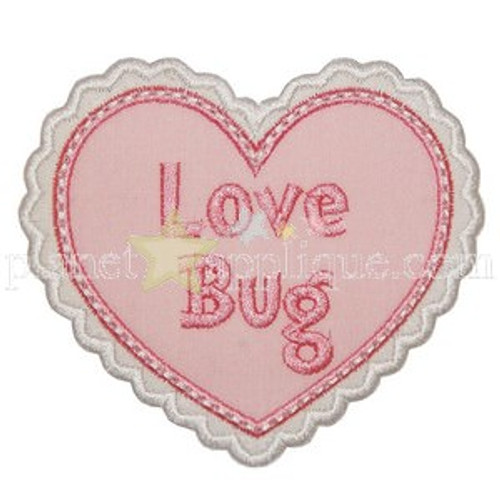 Love Bug Heart Applique Machine Embroidery Design