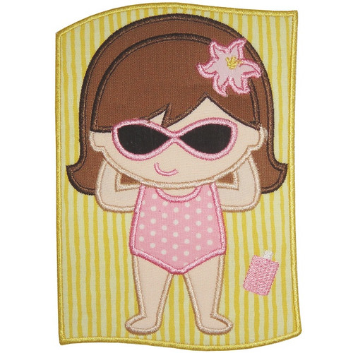 Sunbath Girl Applique Embroidery Design