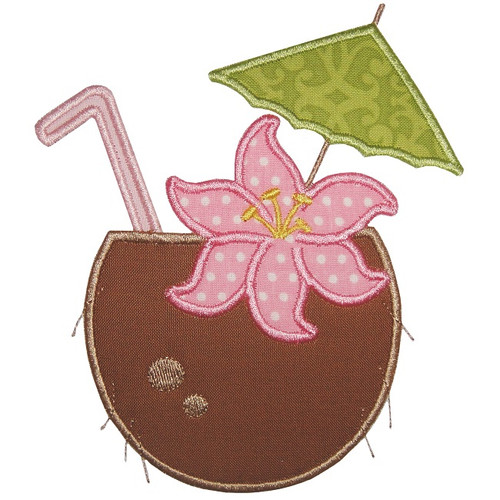 Coconut Drink Applique Embroidery Design