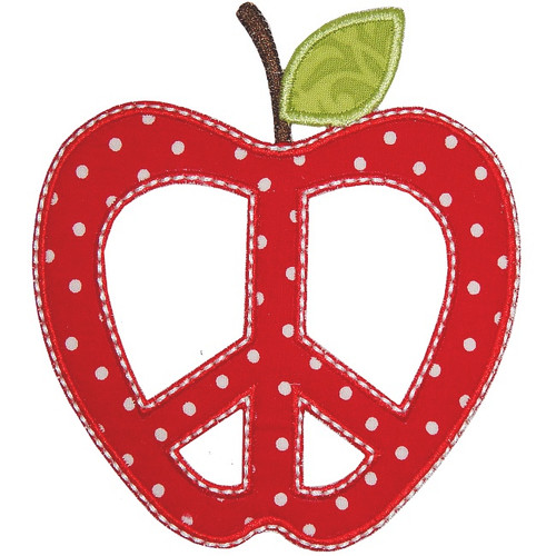 Peace Apple Applique Machine Embroidery Design