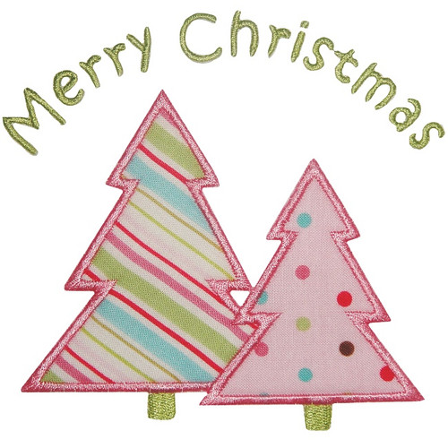 Merry Christmas Trees Machine Embroidery Design