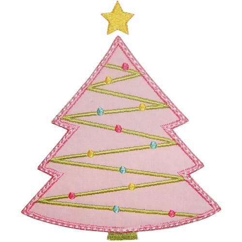 Tree and Lights Applique Machine Embroidery Design