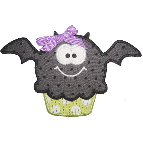 Bat Cupcake Applique Machine Embroidery Design