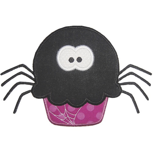 Spider Cupcake Applique Machine Embroidery Design