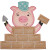Brick Pig Applique Machine Embroidery Design Brick Pig Applique Machine Embroidery Design