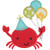 Birthday Crab Applique Machine Embroidery Design