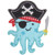 Octopus Pirate Applique Machine Embroidery Design