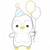 Birthday Penguin Vintage and Chain Applique Embroidery Design