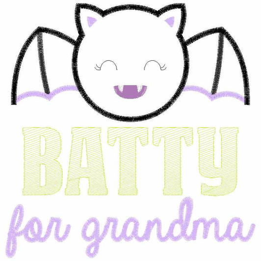 Batty For Grandma Satin and Zigzag Applique Batty For Grandma Satin and Zigzag Applique