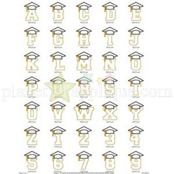 Graduation Alphabet Embroidery Font Design