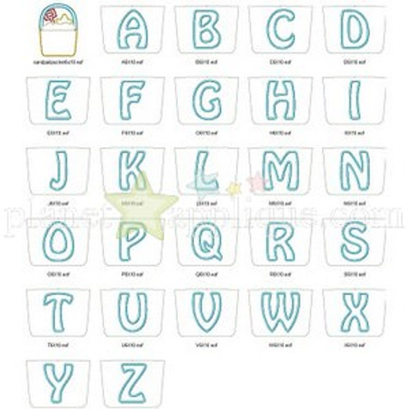 Sand Pail Alphabet Embroidery Font Design