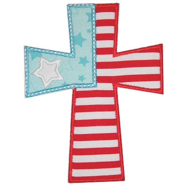 Flag Cross Applique Machine Embroidery Design