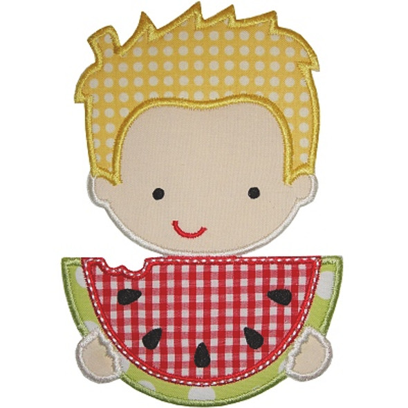 Watermelon Boy Machine Embroidery Design