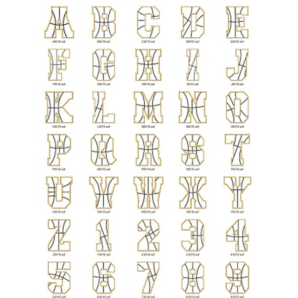 Basketball Alphabet Embroidery Font Design