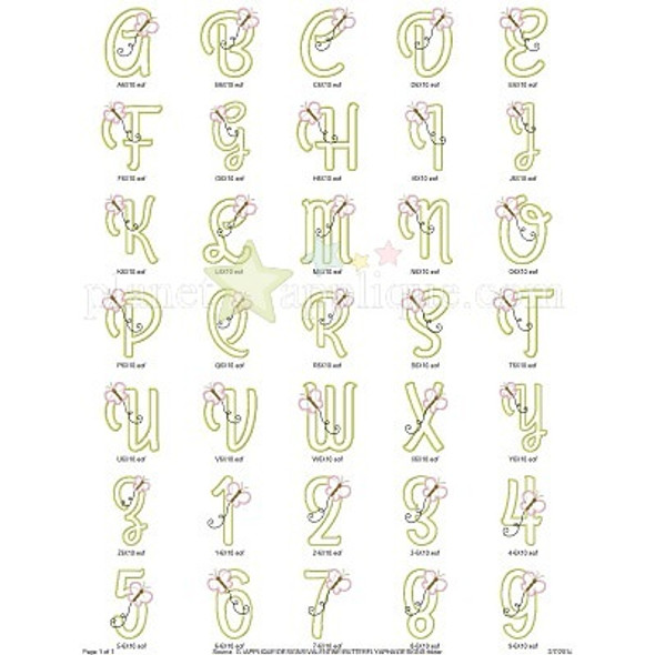 Butterfly Alphabet Embroidery Font Design