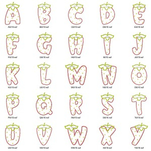 Strawberry Alphabet Embroidery Font Design
