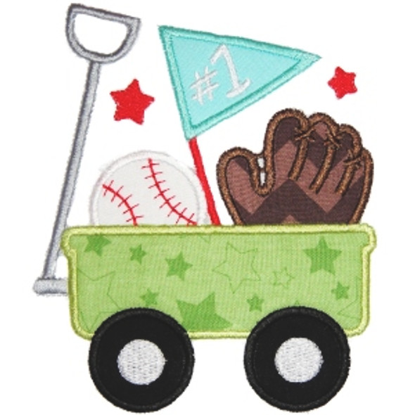 Baseball Wagon Applique Machine Embroidery Design