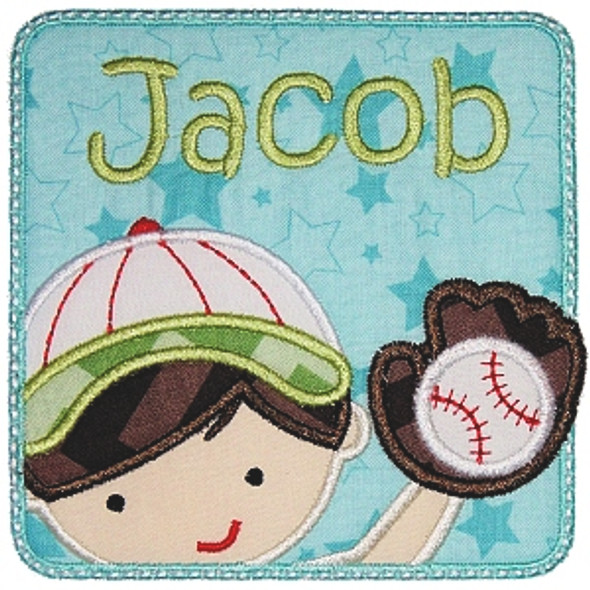 Baseball Boy Patch Machine Embroidery Design