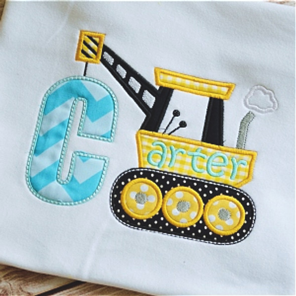 Construction Alpha Machine Embroidery Design