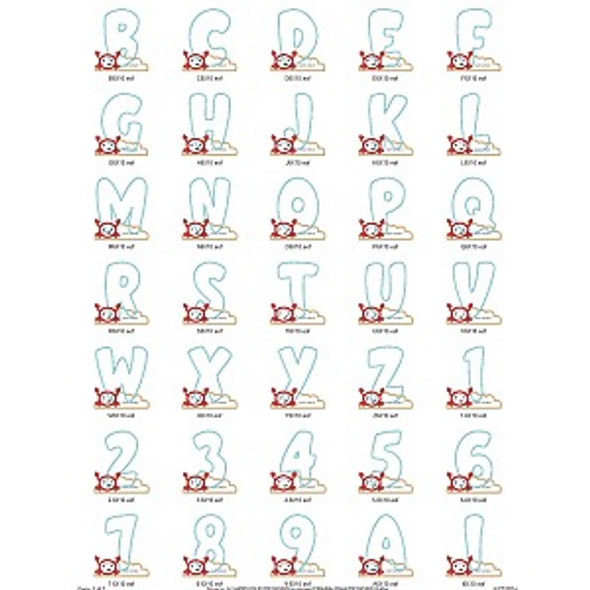 Crab Alphabet Embroidery Font Design