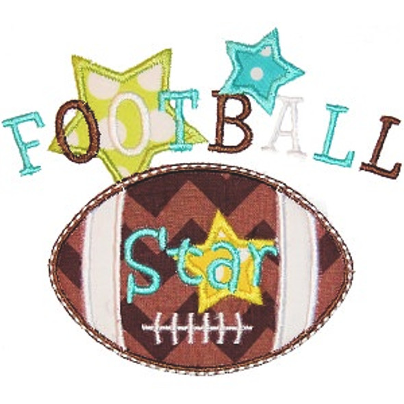 Football Star Applique Machine Embroidery Design