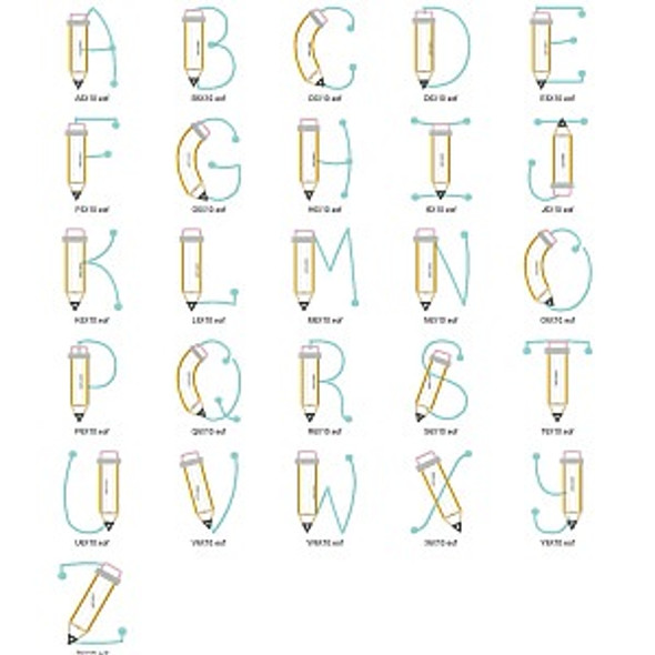 Pencil Alphabet Embroidery Font Design