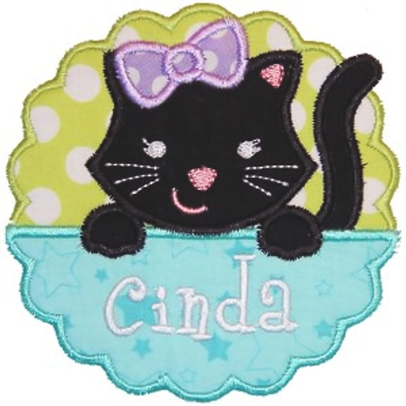 Kitty Patch Applique Machine Embroidery Design