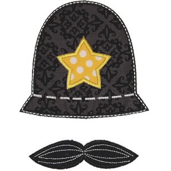 Cop Hat Applique Machine Embroidery Design