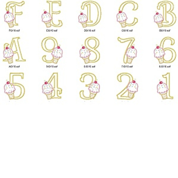 Ice Cream Alphabet Embroidery Font Design