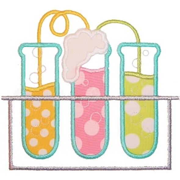 Test Tubes Applique Machine Embroidery Design