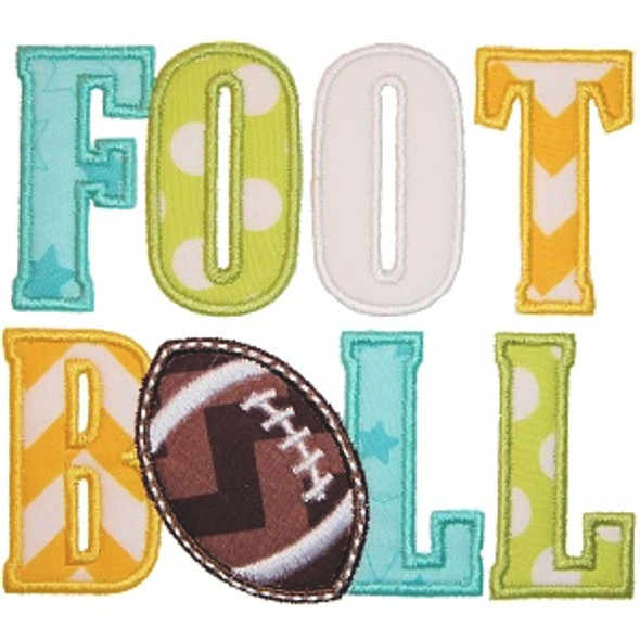 Football Word Applique Machine Embroidery Design