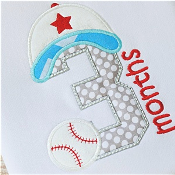 Baseball Birth Months Machine Embroidery Design