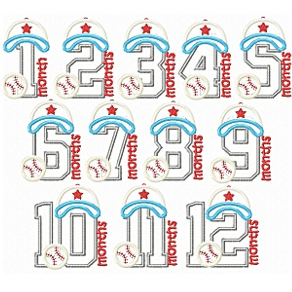 Baseball Birth Months Embroidery Font Design