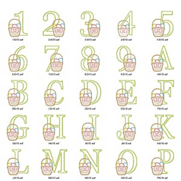 Easter Basket Alphabet  Embroidery Design Font