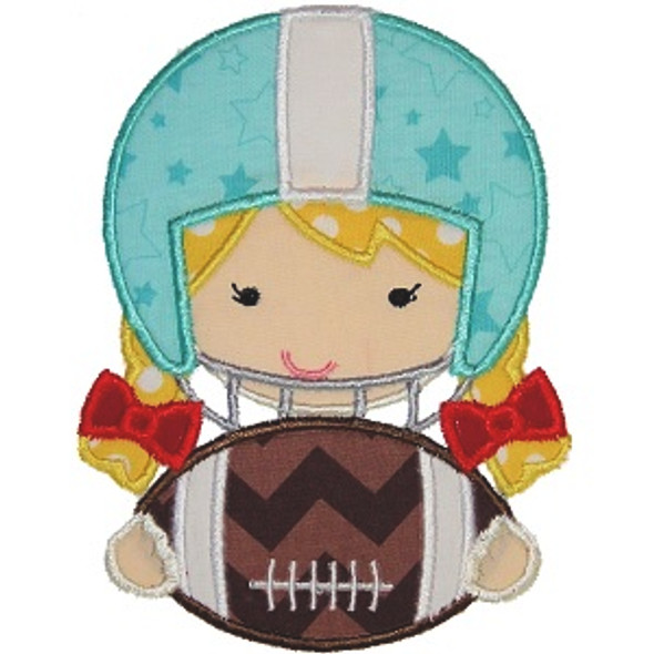 Football Helmet Girl Machine Embroidery Design