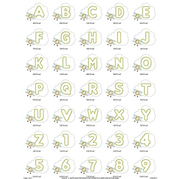 Lil Airplane Alphabet  Embroidery Design Font