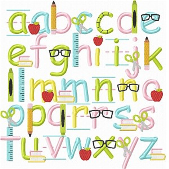 Back to School Embroidery Font Design Alphabet