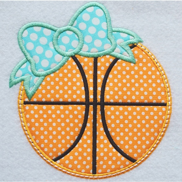 Bow Basketball Applique Machine Embroidery Design