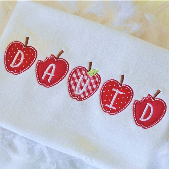 Tiny Apple Alphabet Font Machine Embroidery Design For Back to School