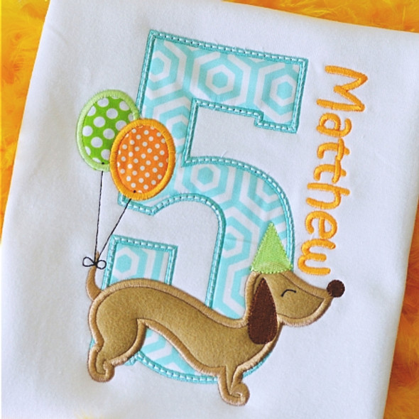 Birthday Dog Numbers Machine Embroidery Design